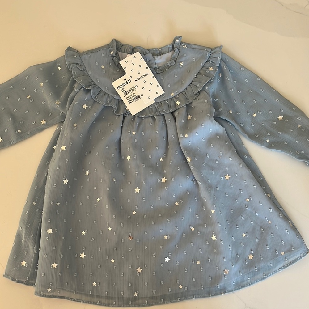 NWT Beautiful blue dress with silver Stars by Nordstrom